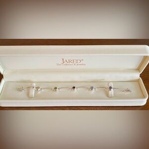 Jared Sterling Silver Bracelet with 5 Multi-Color Gemstones